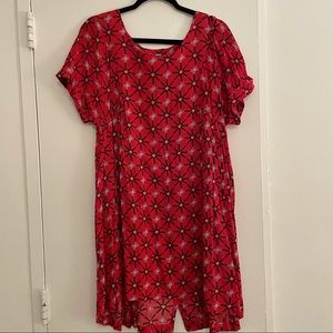 Free People - Red Silky Short Sleeve Dress